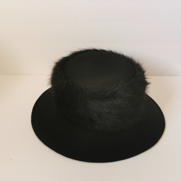 Vintage wide brim faux fur wool hat - Picture 6 of 10